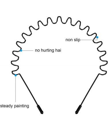 2pack Metal Hair Bands for Men Women's Headbands Unisex Black Wavy Spring Sports Headband for Men's Hair Band Hoop Clips Women Accessories Simple Elastic Non Slip Wide Headwear - Buy Online on GoSupps.com