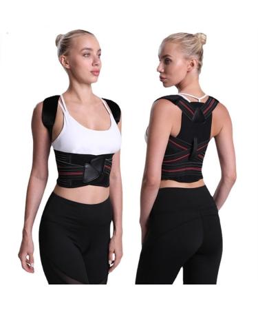 Invisible Posture Corrector Back Support Shoulder Neck Clavicle Spine Brace Teenage Students Hunchback Correction Men Women Adjustable Posture Fixer Tape (Color : Black Size : X-Large) X-Large Black