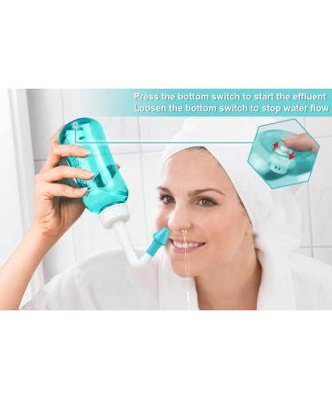 MAOEVER Neti Pot Sinus Rinse Kit - 300ML Wash Bottle with 30 Salt Packets - BPA Free Nose Cleaner for Adults & Kids - Green - Buy Online on GoSupps.com