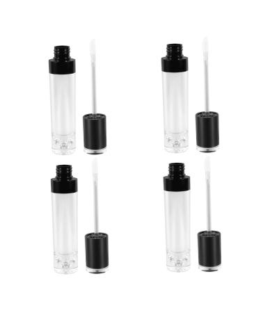 SOLUSTRE 4 pi ces Flacons Vides pour Gloss L vres R utilisables Tubes Transparents Pratiques pour Maquillage Rechargeables et Portables avec Bouchons Noirs
