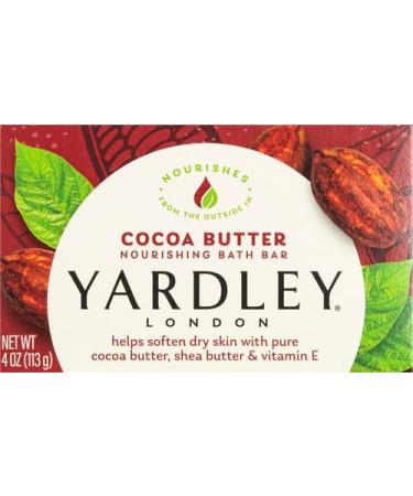 Yardley London Cocoa Butter Bath Soap Bar - Nourishing Softens Dry Skin 4 oz - Pack of 3 with Shea Butter & Vitamin E - Buy Online on GoSupps.com