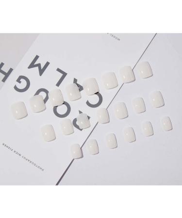 Foccna Coconut White Press on Nails - 24pcs Acrylic Glossy Short False Nail Tips for Women and Girls - Buy Online on GoSupps.com