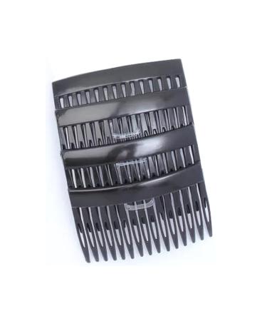 HD Novelty Set of 4 Tort Plain Hair Combs Slides 7cm (2.8") French Side Combs Plastic Twist Comb Strong Hold Hair Clips Accessories for Girls Women (15 Teeth) Black