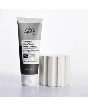 LapinD'or Charcoal Face Wash Deep Cleanser (100ml) | Organic Bamboo Charcoal & Niacinamide Face Wash for Men & Women | Remove Dirt Oil | Non-Toxic Harmful Chemical-Free & Vegan - Buy Online on GoSupps.com