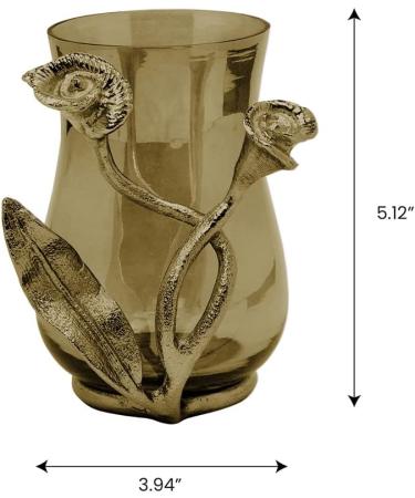 Brass and Glass Gold Bathroom Tumbler Cup - Elegant Toothbrush Holder from The Calla Lily Collection - Buy Online on GoSupps.com