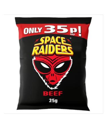 Space Raiders Beef Flavour Cosmic Corn Snacks 25g x Case of 36 Beef Cosmic Corn Snacks