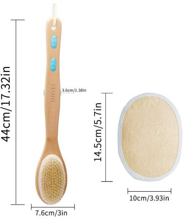 Ithyes Shower Brush - Soft & Stiff Bristles for Wet/Dry Use | Natural Wood Long Handle Body Brush | Double-Sided Luffa & Massage Your Skin - Buy Online on GoSupps.com