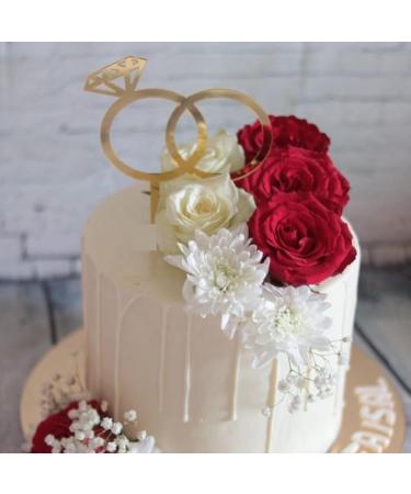 Wedding Cake Topper 2 Pcs Ring Cake Topper for Valentine's Day Engagement Bridal Shower Wedding Party Cake Decor Accessories - Buy Online on GoSupps.com