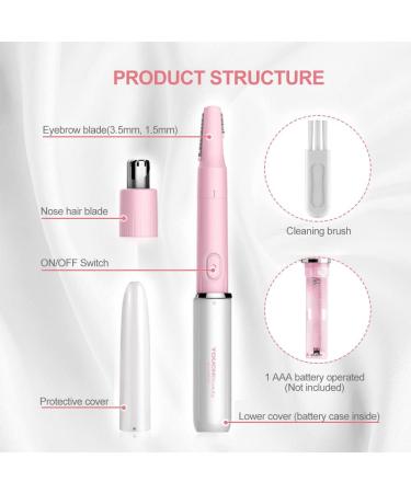 TOUCHBeauty Electric Eyebrow Trimmer Ladies Hair Trimmer Nose Ear Trimmer 2 in 1 Hair Trimmer for Women and Men Painless Trim Brow Peach Fuzz Battery Powered RAG-1458 (Pink) - Buy Online on GoSupps.com