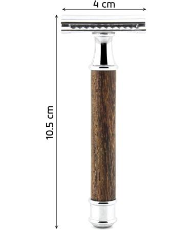 Personalized Wooden Razor Set for Men - Custom Engraved Shaving Razor & Brush Stand - Buy Online on GoSupps.com