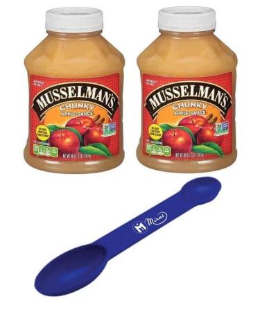 (Pack of 2) Musselmans Apple Sauce Chunky 48 oz (Free Miras 2-in-1 Measuring Spoon Included!)