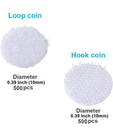 Self Adhesive Dots  1000Pcs(500 Pair Set) 0.39 Inch / 10mm Diameter Hook and Loop Dots Tape  10mm Nylon Sticky Back Coins  Suitable for Classroom  Office  Home  White 0.39 / 10mm - 1000Pcs - Buy Online on GoSupps.com