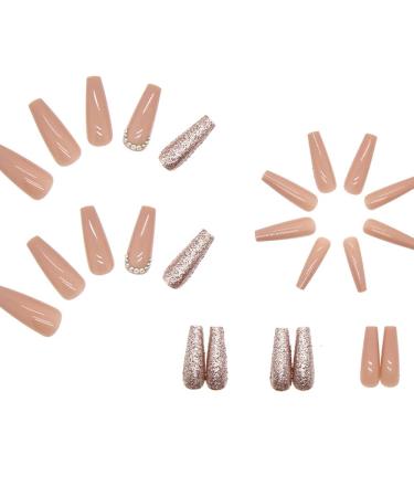 NAILDOKI Press-On Fake Nail Tips 24 Pcs Acrylic Nail Art Kit with File, Glue & Manicure Stick - B316 - Buy Online on GoSupps.com