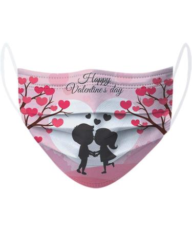 ZQP 50PCS Valentine's Day Disposable Face_Mask for Lover 3 Ply Breathable Safty Earloops Bandanas for Women Men Cute Sweet Heart Shapes Romantic Love Balaclava Valentine's Day - Buy Online on GoSupps.com
