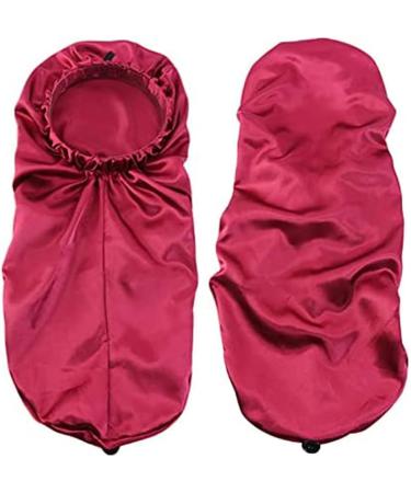 Ladaypoa 2-Piece Long Satin Hair Hood | Silky Sleeping Cap for Long Curly Hair Protection | Extra Large Black & Red - Buy Online on GoSupps.com