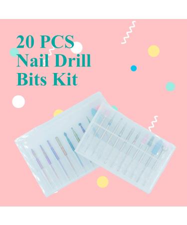 20Pcs Russian Cuticle Drill Bit Set - Diamond Nail Drill Bits for Acrylic Nails, Gel Removal, Cuticle Cleaning - 3/32 Inch Nail Efile Bits - Buy Online on GoSupps.com