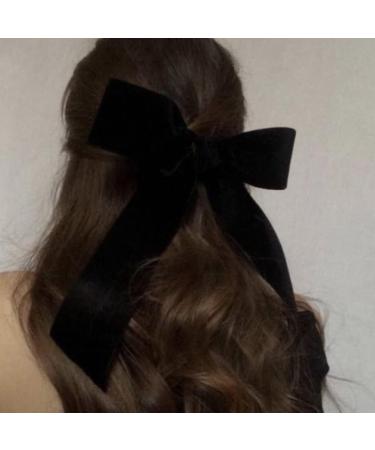 Velvet Hair Bow Clips Large Satin Ribbon Bow Hairpins Bow Hair Barrette for Party Hair Accessories Black Hair Pins - Buy Online on GoSupps.com