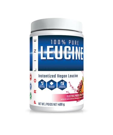 Pro Line 100% Pure Leucine | Instantized Vegan Leucine | 5 Grams of Instantized Vegan Leucine for Protein Synthesis & Recovery | 55 Servings Per Container 400G (Electric Punch)
