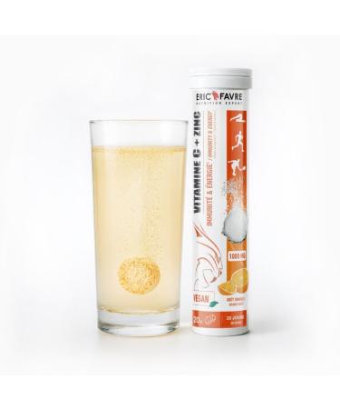 VITAMINE C EFFERVESCENTE - nergie Boost Imm diat Immunit Renforc e Enrichie en Zinc - Tonus et Vitalit Retrouv s - Tube de 20 Comprim s Effervescents l'Orange - Eric Favre 20 comprim s Orange