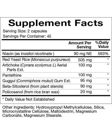 Natura Health Products - Cho-Less Cholesterol Support Supplement - with Red Yeast Rice  Niacin  and Beta-Sitosterol for Healthy Cholesterol  Circulation  and Cardiovascular Function - 90 Capsules - Buy Online on GoSupps.com