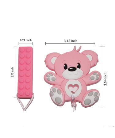 Sensory Chew Necklace for Kids - Silicone Teether Toy for Autism, SPD, ADHD - Pink Bear Block Design - Buy Online on GoSupps.com