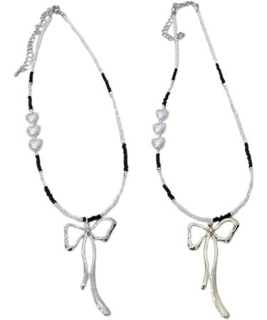 Shop OralGos Fashionable Necklace - Metal Bow Pendant Choker Cute Silver Clavicle Chain for International Shipping - Buy Online on GoSupps.com