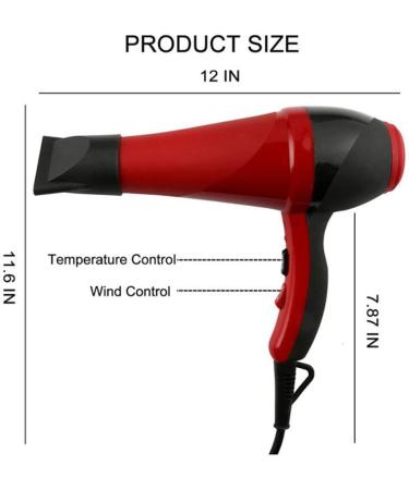 Hair Dryer 2300W Ionic Professional Blow Dryer with 2 Air Nozzles Low Noise Hairdryer with 2 Speed 3 Heat Settings Powerful AC Motor Fast Drying for Home and Salon Men and Women Small Gift - Buy Online on GoSupps.com