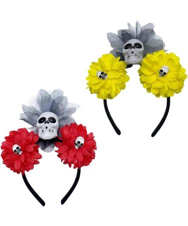 hgnxa Simulated Flower&Skull Shape Headband for Women Halloween Party Hair Hoop Hairband Woman Taking Photo Hair Accessories Blue - Buy Online on GoSupps.com