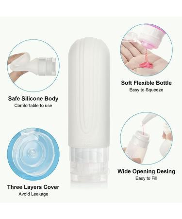 Essential Sphere Silicone Travel Bottles Set - 4 Pack 90ml BPA Free Refillable TSA Approved with Transparent Bag - Perfect for Hand Luggage - Buy Online on GoSupps.com
