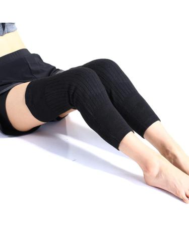Buy 1 Pair Black Unisex Elastic Warm Knee Sleeves | Thermal Knee Brace Support for Ultimate Comfort - Buy Online on GoSupps.com