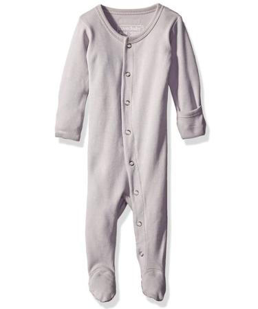 L'Ovedbaby Girls' Organic Baby Snap Footie 3-6 Months Light Gray