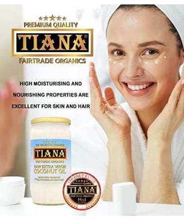 TIANA Fairtrade Organics Raw Extra Virgin Coconut Oil Voted UK no.1 for Skin Hair and Cooking 750ml Pack of 2 - Buy Online on GoSupps.com