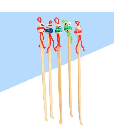 Bamboo Ear Pick Curette Wax Remover Cleaner with Doll Head - 5pcs Ear Cleaning Tools for Earwax Removal - Buy Online on GoSupps.com