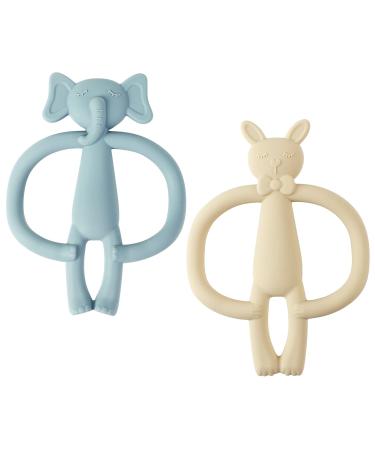 Clundoo Baby Biting Toys - Silicone Elephant & Rabbit Dental Aids for 3-24 Months - Soothe Sore Gums with Comfortable Bite Rings - Buy Online on GoSupps.com