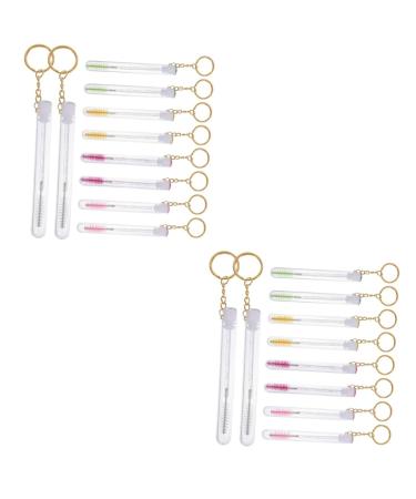 Beavorty 20 Pcs Keychain Mascara Brush Key Fob Lash Lengthening Mascara Eyelash Brush with Tube for Women