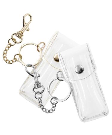 GALPADA 2pcs Lip Gloss Holder Lip Balm Holder Sleeves Keychain Lip Balm Holder Keychain Key Fob Makeup Bags Clear Lip Gloss Makeup Bag Lipstick Toiletry Bag Organizer Key Chain Pvc Travel