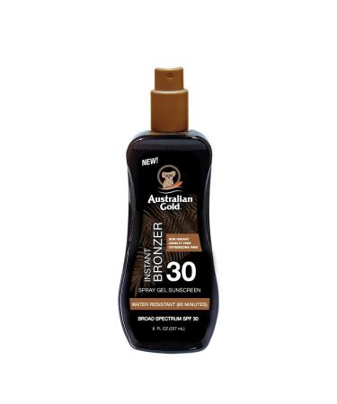 Australian Gold Spray Gel Sunscreen with Instant Bronzer SPF 30, 8 Ounce | Moisturize & Hydrate Skin | Broad Spectrum | Water Resistant | Non-Greasy | Oxybenzone Free | Cruelty Free Instant Bronzer - New SPF 30