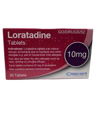 Loratadine Hayfever & Allergy Relief 10mg 1 Box x 30 Tablets GSL Crescent