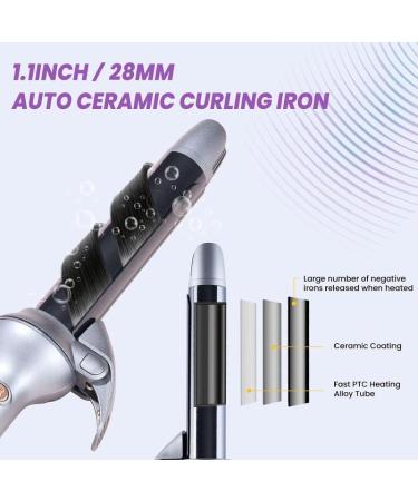 Professional Automatic Hair Curling Iron 1.1 Inch | Ceramic Tourmaline | Dual Voltage LCD | Perfect for Medium & Long Hair - Grey - Buy Online on GoSupps.com