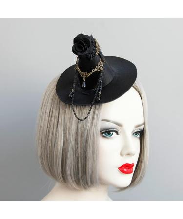 LALAFINA Black Witch Hat Gothic Top Hat Hairpin Halloween Vintage Hat Hair Clip for Cosplay Festival Masquerade - Buy Online on GoSupps.com