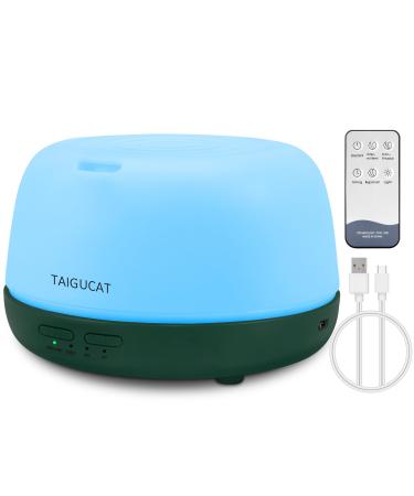 TAIGUCAT 300ML Aromatherapy Essential Oil Diffuser with USB-C Power Cord Remote Control 7-LED Color Changing Light Mini Home Diffuser for Small Bedrooms and Offices.(green)