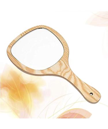 FRCOLOR Handmade Wooden Handle Mirror Round Cosmetic Hand Mirror Wood Frame Handheld Mirror with Handle for Women Makeup Travel Use - Buy Online on GoSupps.com