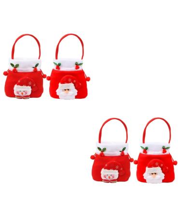 Abaodam 4 Pcs Candy Tote Kids Tote Bags Xmas Flannel Bags Christmas Apple Tote Pouch Child Storage Box