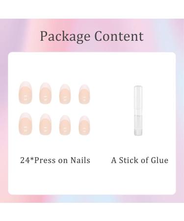 24pcs French False Nails Short - Almond Press on Nails - French Stick on Nails Removable Glue-on Nails Fake Nails Women Girls Nail Art Accessories Simple Almond - Buy Online on GoSupps.com