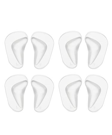 4 Pairs Clear Gel Arch Support Insoles for Men & Women Shoe Insoles for Flat Feet Reusable Arch Inserts for Plantar Fasciitis Adhesive Arch Pad for Relieve Pressure and Feet Pain