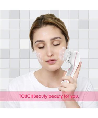 TOUCHBeauty 3 in 1 Facial Cleansing Brush Set - Waterproof Face Exfoliating Spa System for Gentle Cleansing and Deep Scrubbing - Pink - Buy Online on GoSupps.com