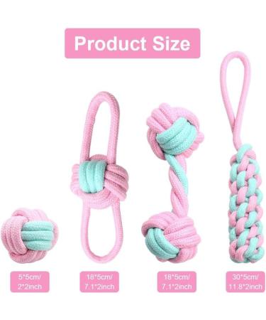 Buy An Verse Dog Toy Rope Set - 4 Durable Interactive Toys for Small & Medium Puppies | Natural Cotton Pink - Buy Online on GoSupps.com