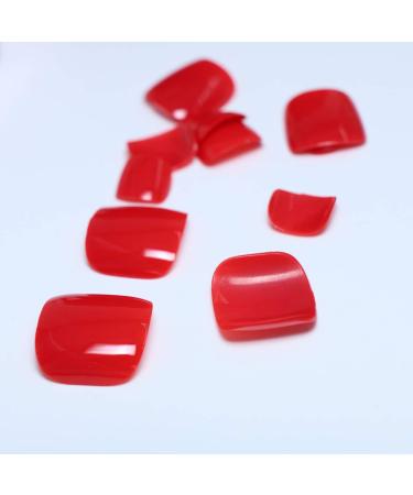 Yienate False Toenails - Red Chic Full Cover Nail Tips 24pcs Exquisite Artificial Nails for Toes - Buy Online on GoSupps.com
