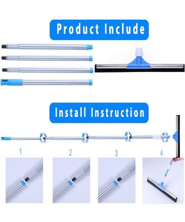 YONILL Floor Squeegee for Concrete - 50 Heavy Duty Foam Water Wiper with Long Handle for Tile, Garage, Shower, Kitchen - Ideal for Windows, Glass, Carpet, Pet Hair - Buy Online on GoSupps.com