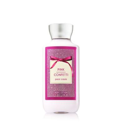 Bath and Body Works Pink Confetti Lotion Signature Collection Rounded Bottle 8 Ounce